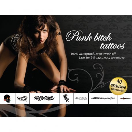 Tattoo Set - Zestaw seksownych, zmywalnych tatuaży Punkowe - Punk Bitch