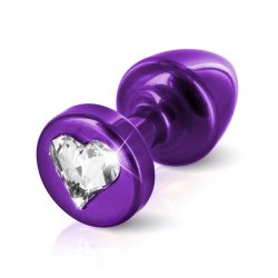 Plug analny zdobiony - Diogol Anni Anni R Butt Plug Heart Purple 25 mm Fioletowy