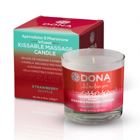 Jadalna świeca do masażu - Dona Kissable Massage Candle Strawberry Soufflé Truskawkowa