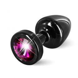 Plug analny zdobiony - Diogol Anni Butt Plug Round Black & Pink 25 mm Czarny z różowym
