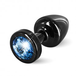 Plug analny zdobiony - Diogol Anni Butt Plug Round Black & Blue 25 mm Czarny z niebieskim