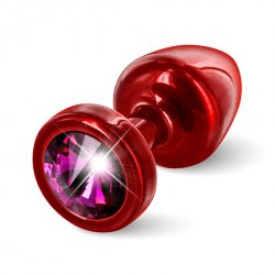 Plug analny zdobiony - Diogol Anni Butt Plug Round Red & Pink 25 mm Czerwony z różowym