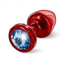 Plug analny zdobiony - Diogol Anni Butt Plug Round Red & Blue 25 mm Czerwony z niebieskim