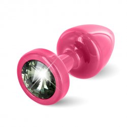 Plug analny zdobiony - Diogol Anni Butt Plug Round Pink & Black 25 mm Różowy z czarnym